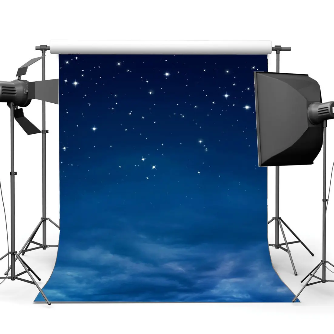 

Фон для фотосъемки с изображением милого детского душа мерцающего звездного ночного голубого неба