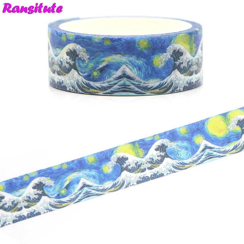 R386 Kanagawa Surf Классическая васи лента DIY декоративные съемные наклейки для книг