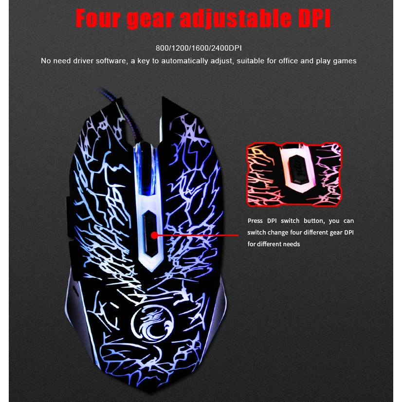 IMice игровая мышь геймерская Проводная с кабель задней подсветки провод RGB для