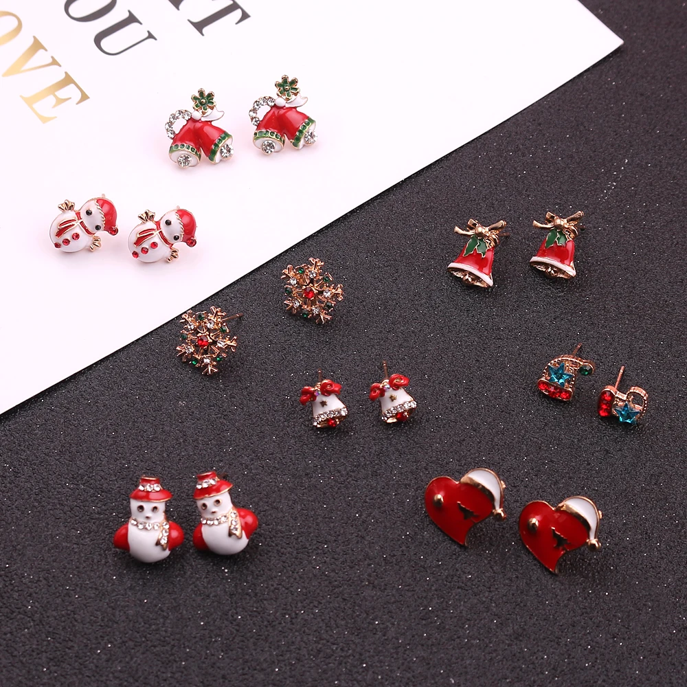 Милые рождественские серьги милый Санта Клаус дерево колокольчик снеговик