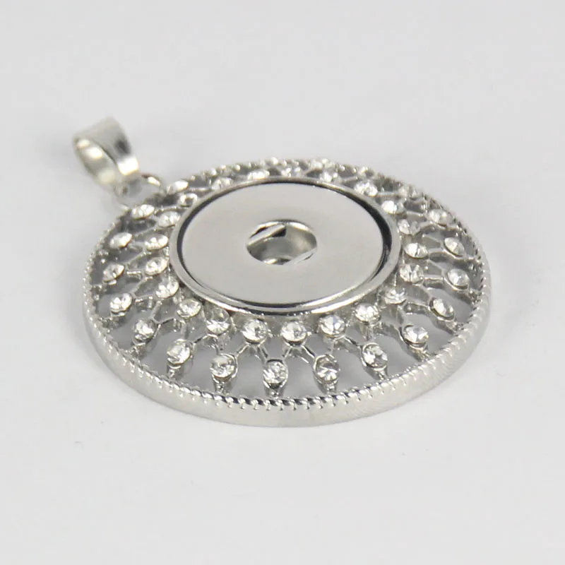 Wholesale 12pcs/lot high quality big hollow round shape rhinestone metal button pendant for making ginger snap necklaces | Украшения и