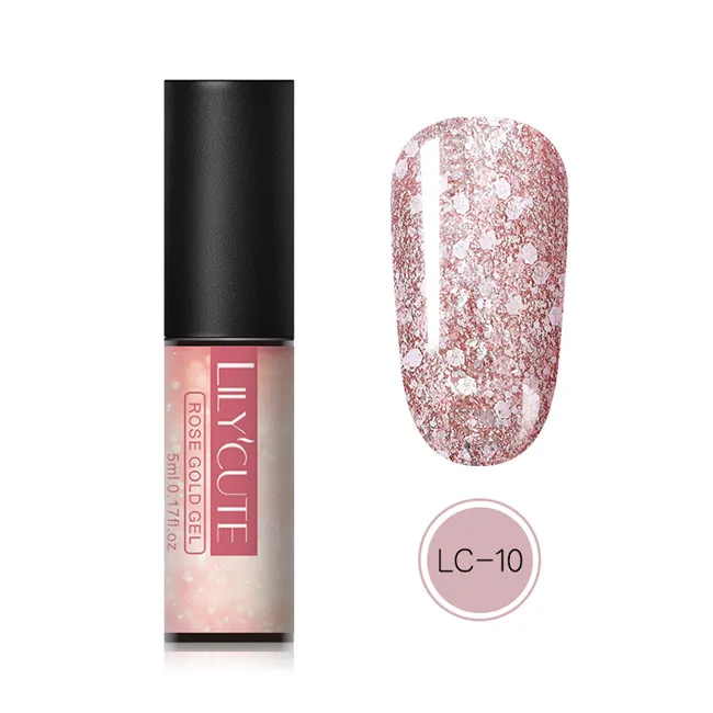 Синий LILYCUTE 5 мл розовый золотистый гель Чистый цвет ногтей Bling гель для ногтей с блестками лак замочить блестящие, для дизайна ногтей Маникюр УФ Гель-лак для ногтей - Цвет: Синий