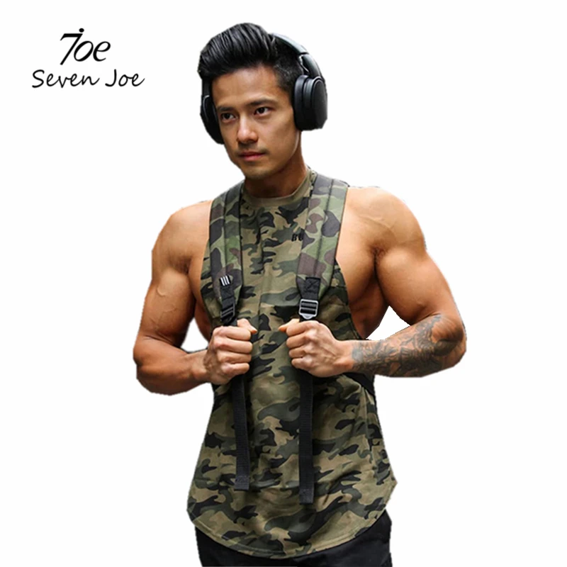 Семь Джо тренажерные залы Стрингер одежда Бодибилдинг майка мужская для фитнеса
