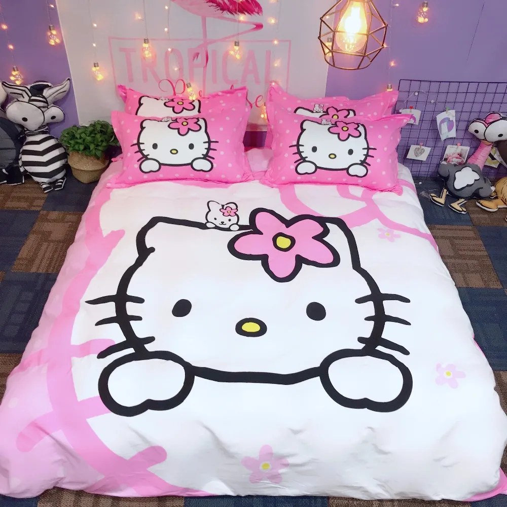 Новый мультяшный Hello Kitty стиль детские наборы постельных принадлежностей 3 4 шт