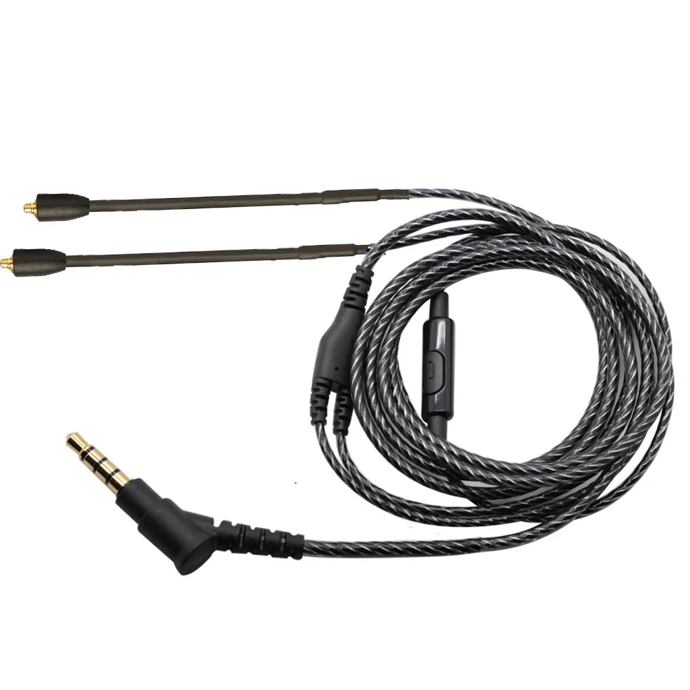 Фото MMCX SE215 Cable with MIC Single Crystal Copper Wire Detachable Cords for Shure SE215 SE315 SE425 SE846 Earphone Cable №1