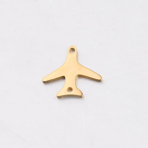 gold color Fnixtar зеркальная полировка, нержавеющая сталь, самолет, шарм, соединитель для DIY изготовления летательных аппаратов, ювелирных изделий, 14,5*15 мм, 20 шт./лот - Окраска металла: gold color