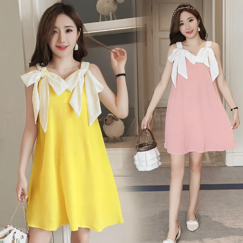2019 Новое поступление летнее платье для беременных милое с бантом большого