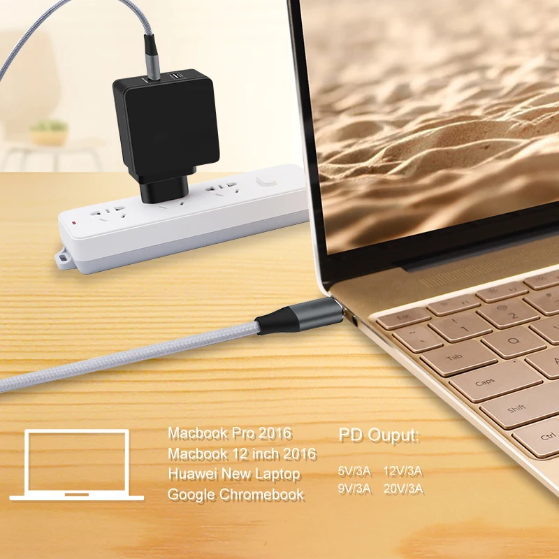 Настенное зарядное устройство usb type-C с питанием для IPhone X Macbook Pro PD с кабелем USB C 1,8 м