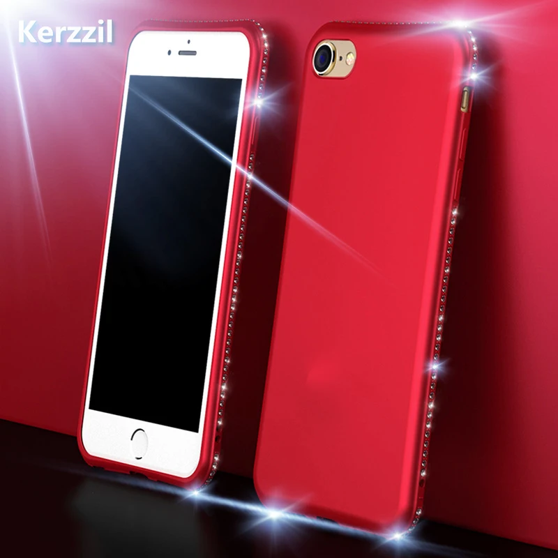 Роскошный силиконовый чехол Kerzzil со стразами для iPhone X 8 7 6S 6 Plus 5 Блестящий Мягкий