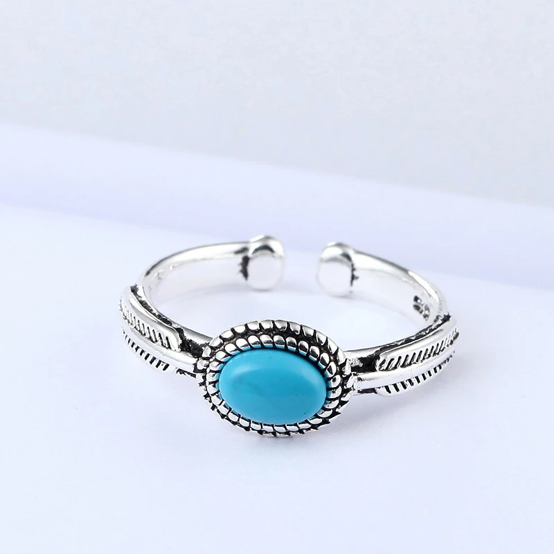 

MEYRROYU 925 Sterling Silver Korean Version of Sky Blue Round Zircon Crystal Open Ring for Women's Valentine's Day Party Jewelry