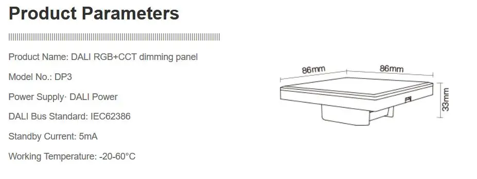 DL5 DP1 DP2 DP3 DALI RGB+CCT brightness color temperature dimming panel DALI Bus Power Supply 5 IN 1 LED Strip Controller