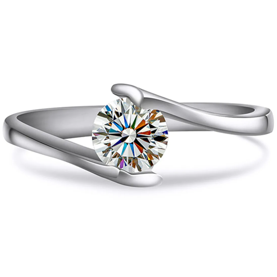 

Женское кольцо с муассанитом, белое золото 18 К, 0,5ct