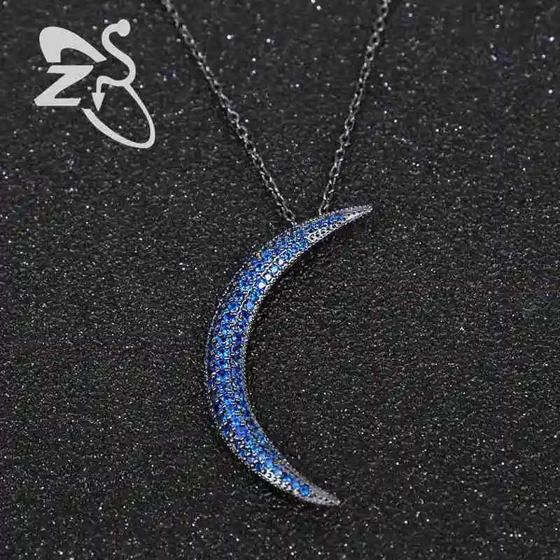 Женское Ожерелье с кулоном в виде полумесяца из серебра 925 пробы|moon pendant necklace|sterling