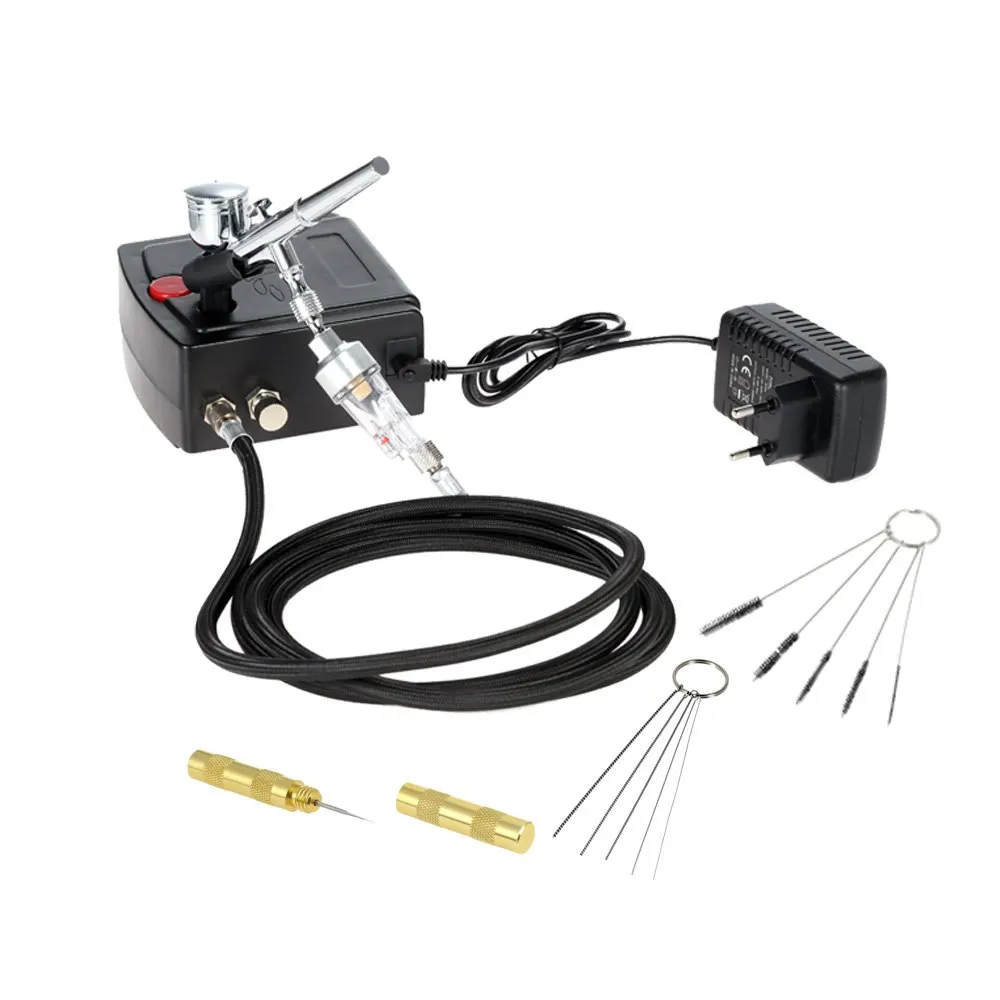 Airbrush Kit EU Plug Двойное действие Аэрограф компрессор комплект аэрограф краска пистолет Пескоструйный пистолет для художественной модели автомобиля тату комплект инструментов для маникюра - Цвет: Airbrush Kit EU Plug
