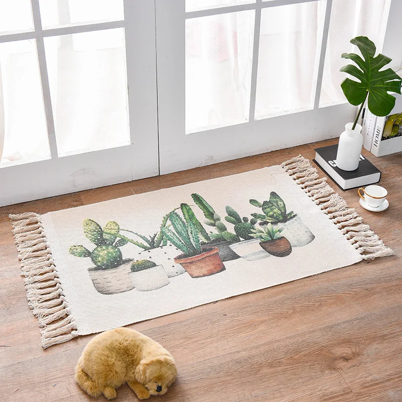 4 Morroco Carpet For Living Room Bedroom Rug Cotton Tassels Sofa Dyed Table Ruuner Bedspread Tapestry Home Decoration 60X90cm size - Цвет: 4