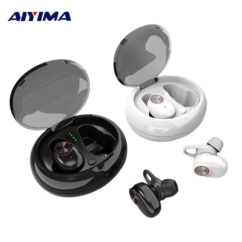 AIYIMA Mini TWS Беспроводная Bluetooth гарнитура наушники стерео аудио спортивные с чехлом