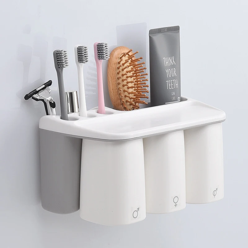 3 Cup Gray ONEUP магнитный Набор чашек для полоскания рта держатель для зубной пасты и для зубной щетки полка настенный сливной рот чашки аксессуары для ванной комнаты Набор - Цвет: 3 Cup Gray