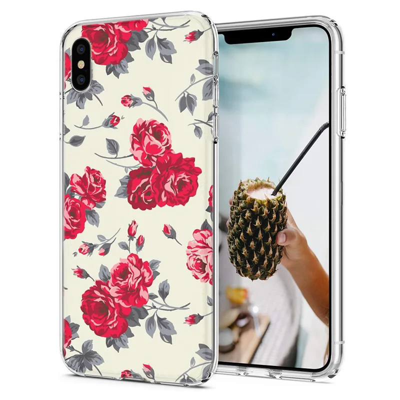 Мягкий чехол для телефона iPhone X XS XR чехлы из ТПУ цветной цветок лист мандала Fundas