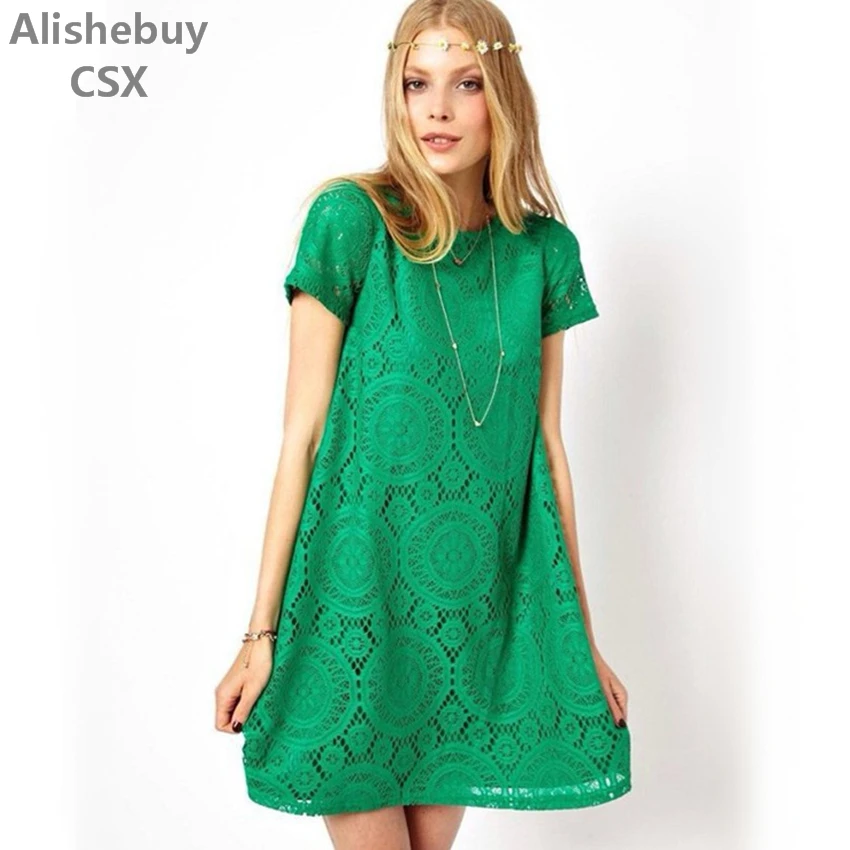 

2018 Spring Summer Women New Fashion Vintage Bohemian Lace Dress Multi-size Dress Party Elegant bottoming dress Woman's Clothing