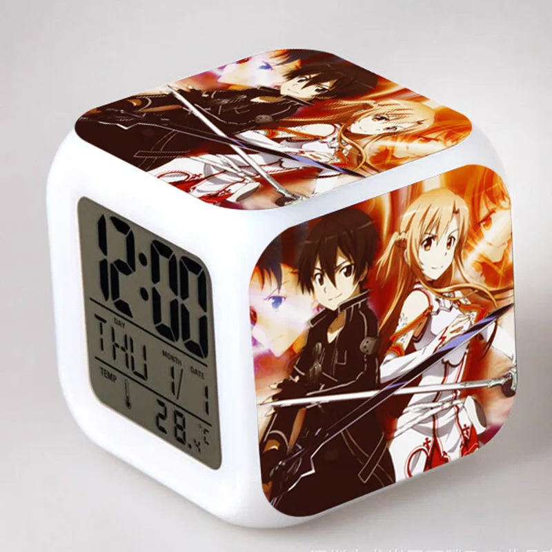 Статуэтка из игры в интернете Sword Art будильник со светодиодной подсветкой цветная
