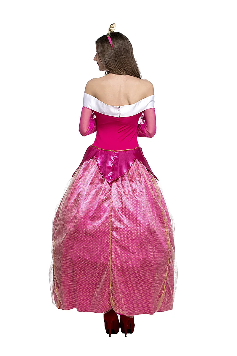 Для взрослых женщин Хэллоуин розовый костюм принцессы персика длинное атласное