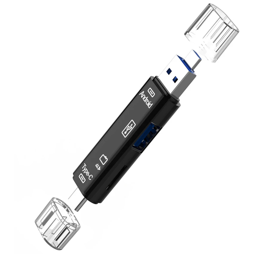 TOFOCO Мини OTG кард-ридер USB 2,0 Micro USB 2,0 3 в 1 к type C кард-ридер Micro-USB TF кард-ридер для MacBook PC - Цвет: black