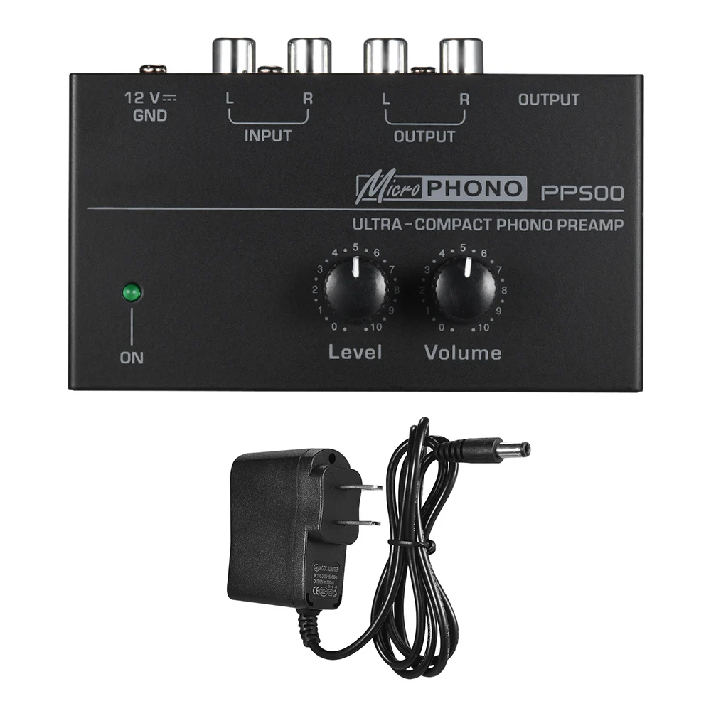 

Ultra-compact Phono Preamplifier with Level &Volume Controls RCA Input & Output 1/4" TRS Output Interfaces