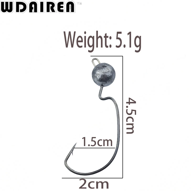 WDAIREN 5 шт./лот Кривошип джиг головной крючок 3.5g 5g 7 г рыболовный свинцовый приманка