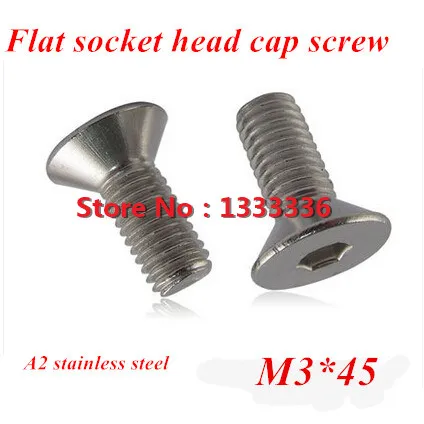 

200pcs M3*45 DIN7991 Stainless steel Flat (Countersunk) Head Drive Hexagon Socket Cap Screw Bolt