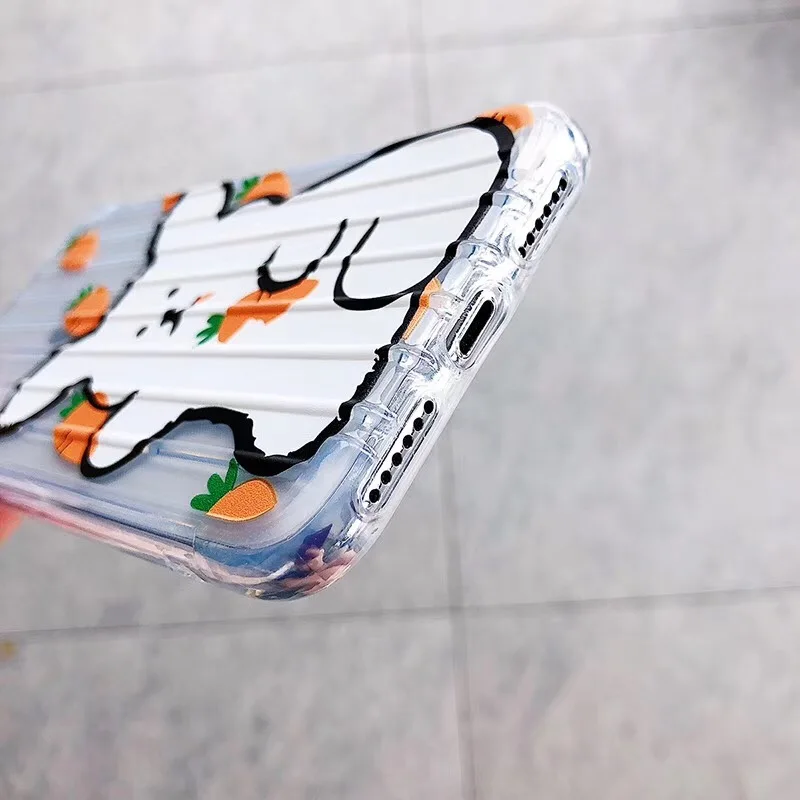 Милый мультяшный белый кролик с морковкой чехол для телефона iphone Xs MAX XR X 6 6s 7 8 plus