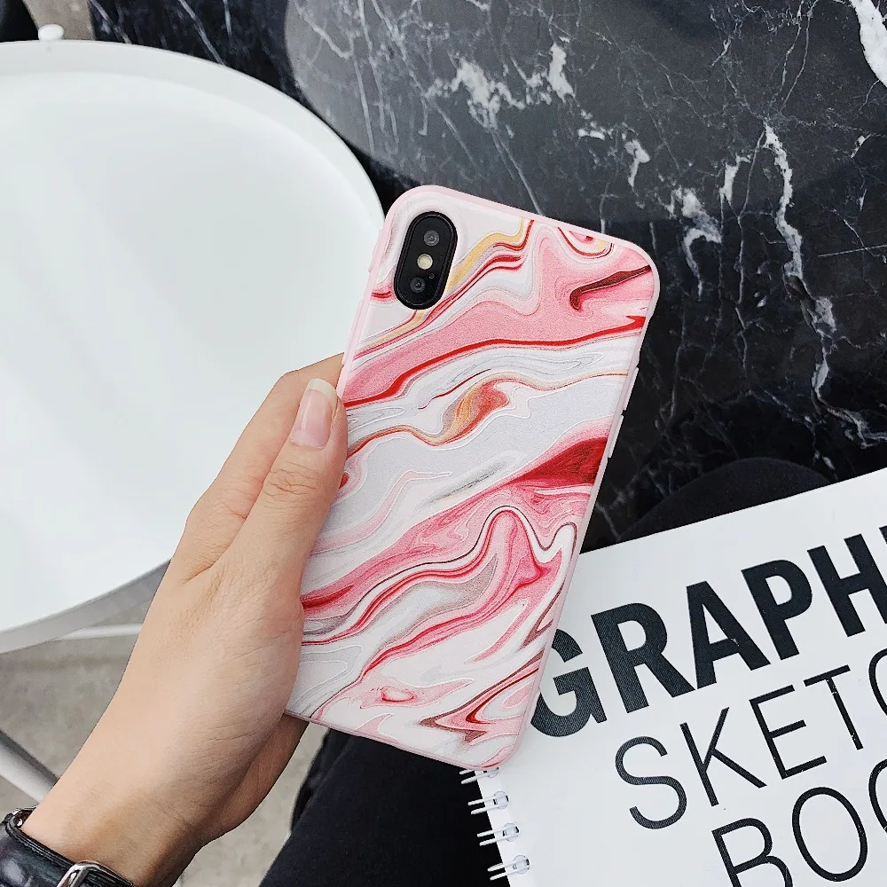 For iphone XS MAX case 3D Embossed Marble cover On 6 6s 7 8 plus conque for iPhone X Plus Candy Color fundas |