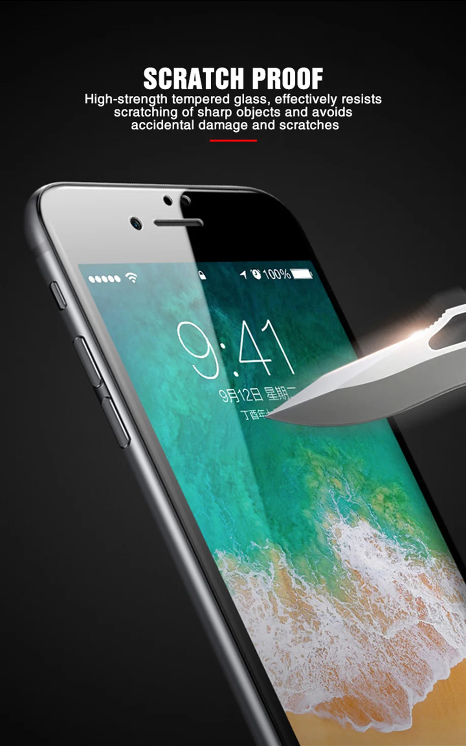 100D полное защитное стекло с закругленными краями для iPhone 7 8 6 6S Plus, Защитная пленка для экрана X XR XS Max 5 SE 5S