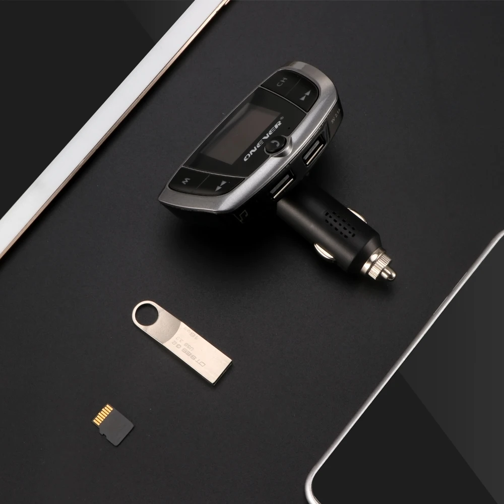 Автомобильный Bluetooth FM передатчик автомобильный комплект с 3.4A двойной зарядное устройство USB вольтметр DC 12-24 V