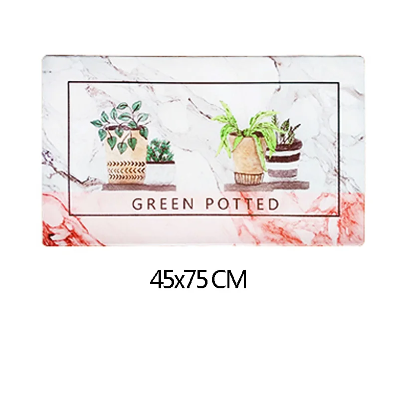 PVC Leather Rubber Kitchen Rugs Blue Cactus Flower Carpets Washable Non-slip Hallway Mat Durable Comfort Anti Fatigue Rug Runner - Цвет: B-45X75CM