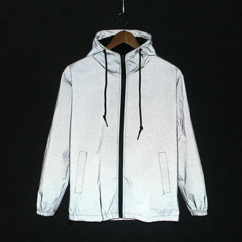 Jacket Мужская сетчатая Светоотражающая фосфоресцирующая куртка-светильник с капюшоном, новинка, хип-хоп флуоресцентная Беговая уличная водонепроницаемая куртка, верхняя одежда 2XL - Цвет: Jacket