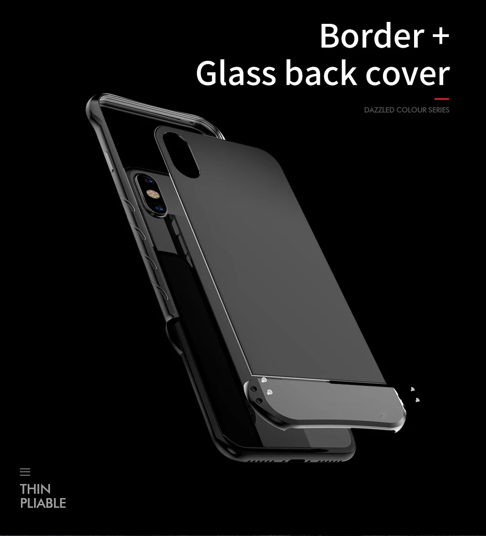 R-JUST Модный чехол для iPhone X Роскошная алюминиевая металлическая рамка+ задняя крышка из закаленного стекла для IPhone X 10 полная защитная оболочка