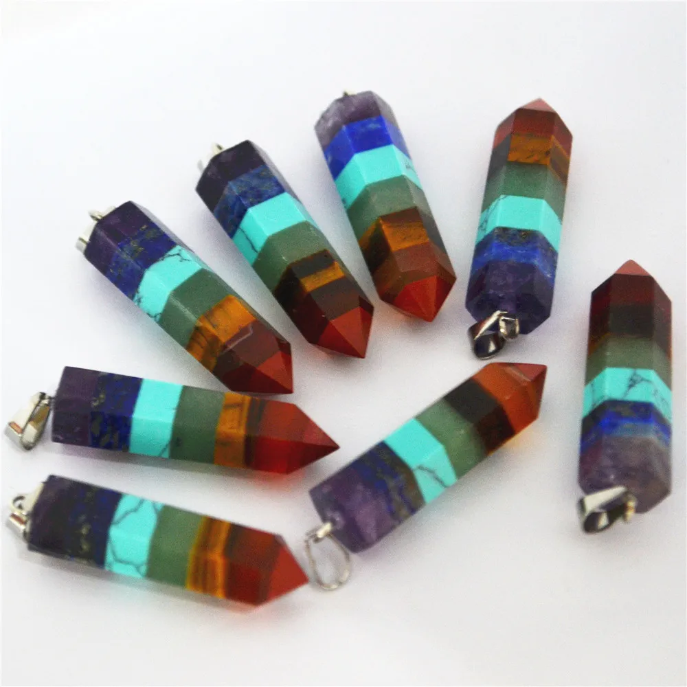 Горячая новинка 35 мм Радужная 7 Чакр натуральная подвеска в виде каменного