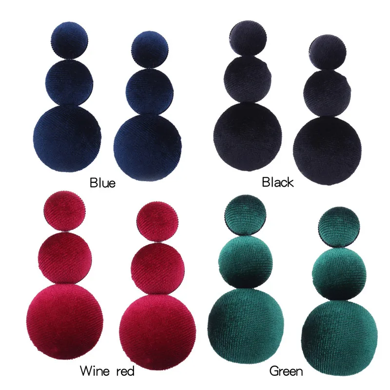 2017 Dark Green Round Shape Drop Flannel Earrings For Women Fashion Jewelry Mujer brincos Bohemia Ethnic Hanging Halloween Gifts | Украшения