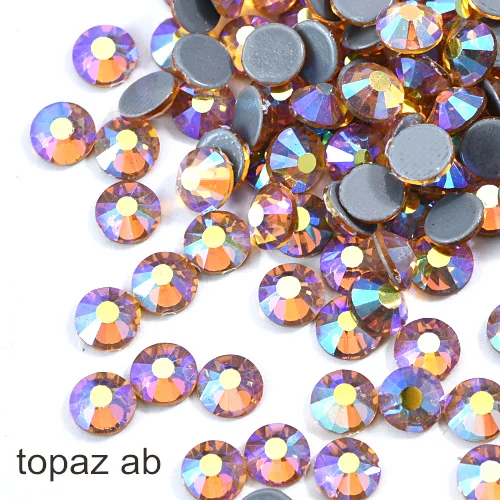 topaz ab Высокое качество, Красочные стразы, стразы для горячей фиксации, стеклянные стразы с плоским основанием, стразы для украшения одежды F0104 - Цвет: topaz ab
