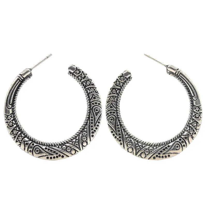 Antique Silver Yumfeel новые винтажные Ювелирные Серьги античные золотые винтажные тибетские серебряные серьги-кольца для женщин Подарки винтажные обручи - Окраска металла: Antique Silver
