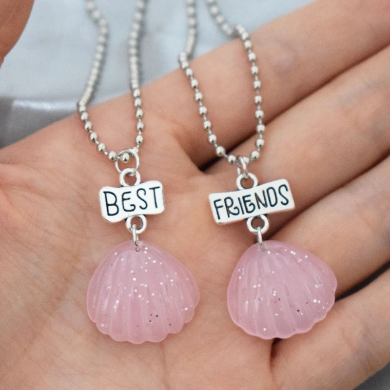 Детское ожерелье лучших друзей моделирование розовый блеск Морская ракушка с