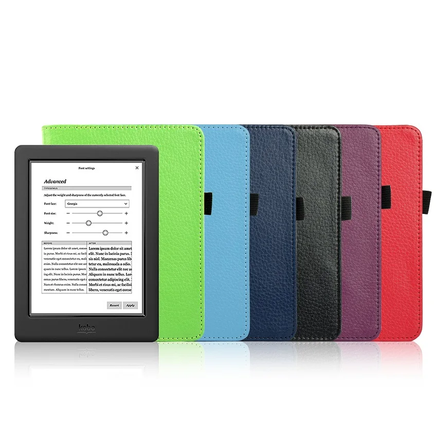 Тонкий чехол книжка Solque из искусственной кожи для Kobo Glo HD Магнитный флип s e Reader