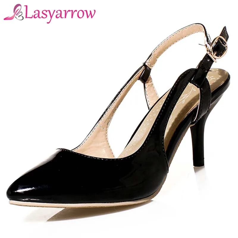 

Lasyarrow Women Shoes Sandals Thin High Heels Pointed Toe Gladiator Cut Outs Summer Shoes Slingbacks Shoes Woman Size 46 RM812