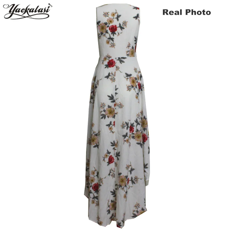 Женское платье макси с цветочным принтом и глубоким V образным вырезом|vestido slim|maxi