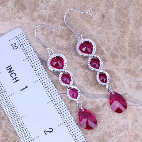 Изысканный Красный кубического циркония падения стерлингового серебра 925