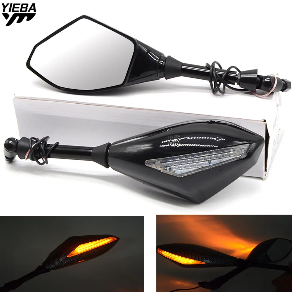 

Motorcycle Rear View Mirrors Side Mirror With LED Turn Signals Light FOR Kawasaki ER6F ER6N ER 6N 6F VERSYS 1000 ZZR600 Z900RS