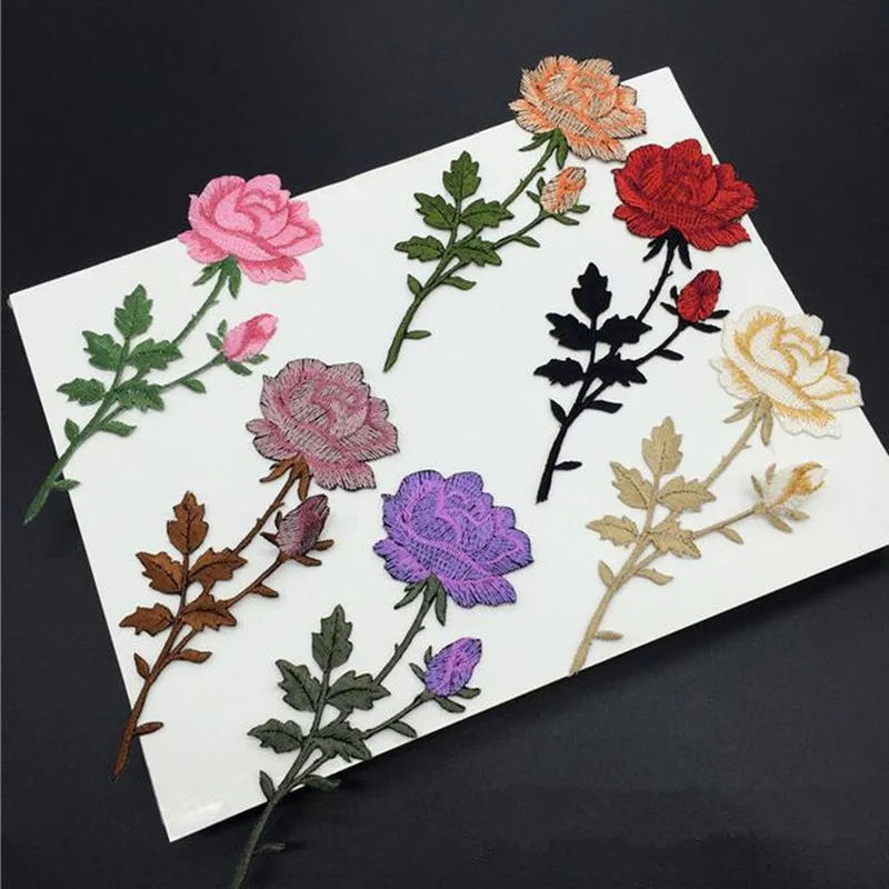 

Maxsin new fashion 20pcs/lot Applique Embroidery Flower Patches for Clothing Iron on Rose Patches DIY Accessories Sticker