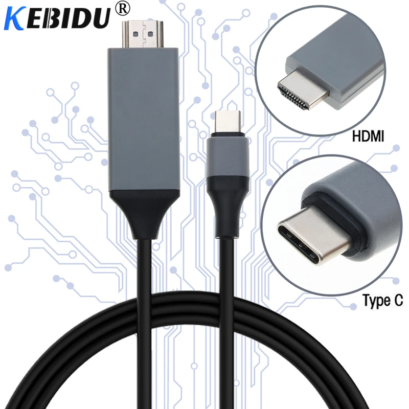 Kebidu 4K штекер 2 м USB 3 1 30 Гц HD удлинитель HDTV C Type в HDMI совместимый кабель для Macbook Samsung S8