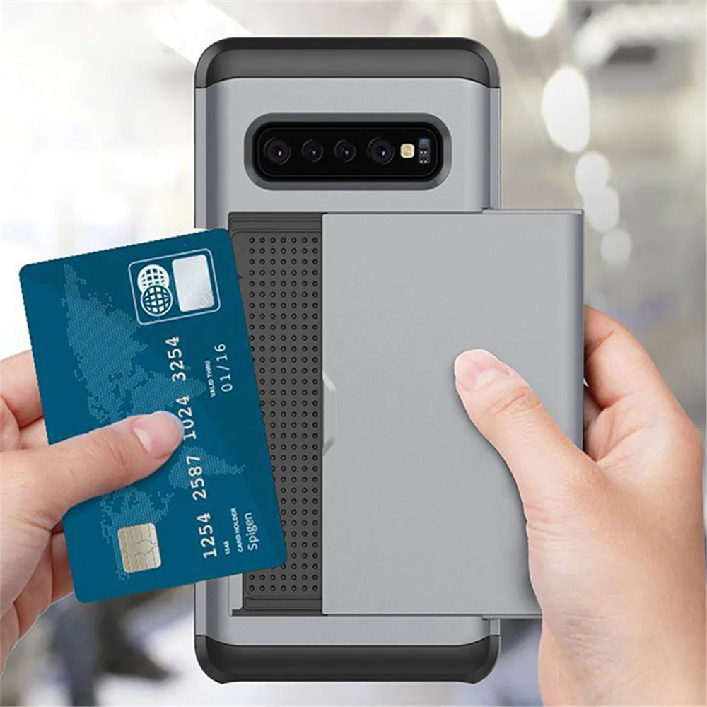 VRSDES деловой чехол для телефона для samsung Galaxy S10 S10E S10 Plus S9 S8 S7 скользящий защитный чехол с отделениями для карт чехол для samsung Note 9 8