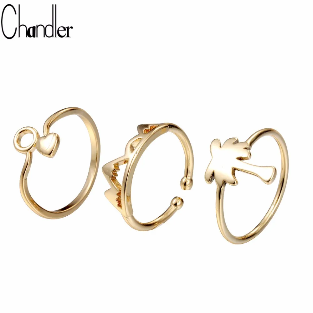 Chandler 3 шт./набор Корона двойная любовь Стрекоза горные костяшки набор колец